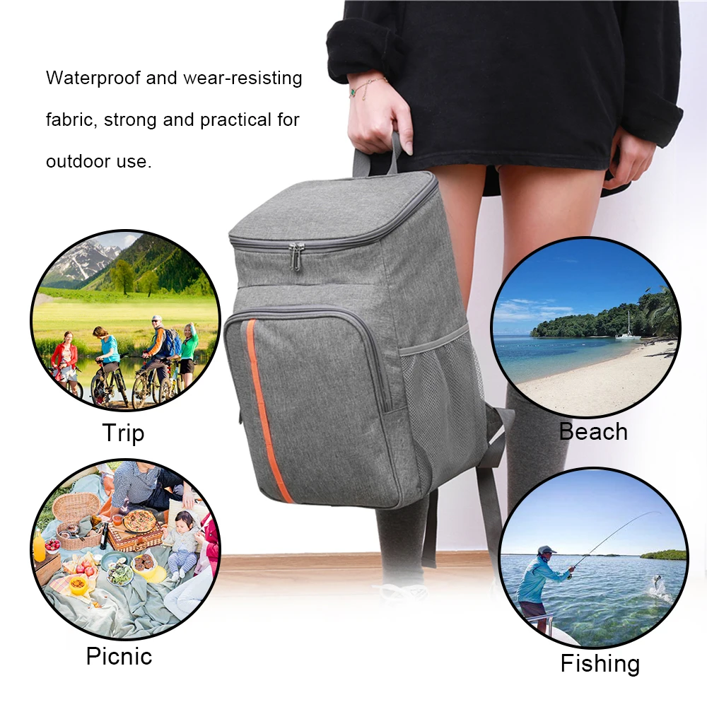 18L Large Capacity Leakproof Cooler Bag Thermal Picnic Cool and Warm Insulated Bag Outdoor Food and Beverage Storage Backpack