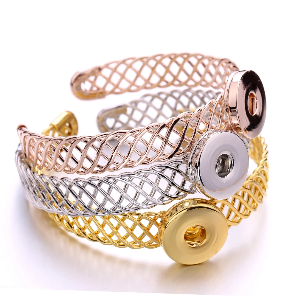 10pcs Metal Snap Bracelet Bangles Fit 18mm Snap Buttons Jewelry for Women Men DIY Bracelets