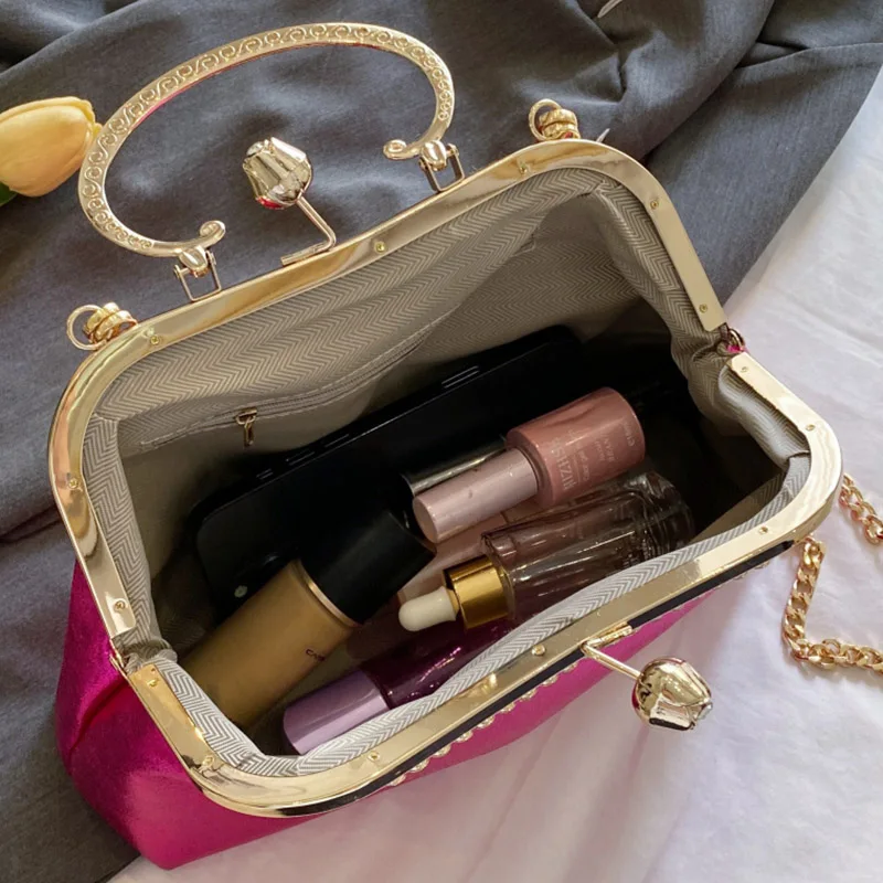 Luxury Women's Silver Green Chain Shoulder Bags Gold PU Leather Shell Clip Designer Handbag And Purse Party Wedding Clutch women handbags leather shoulder bag