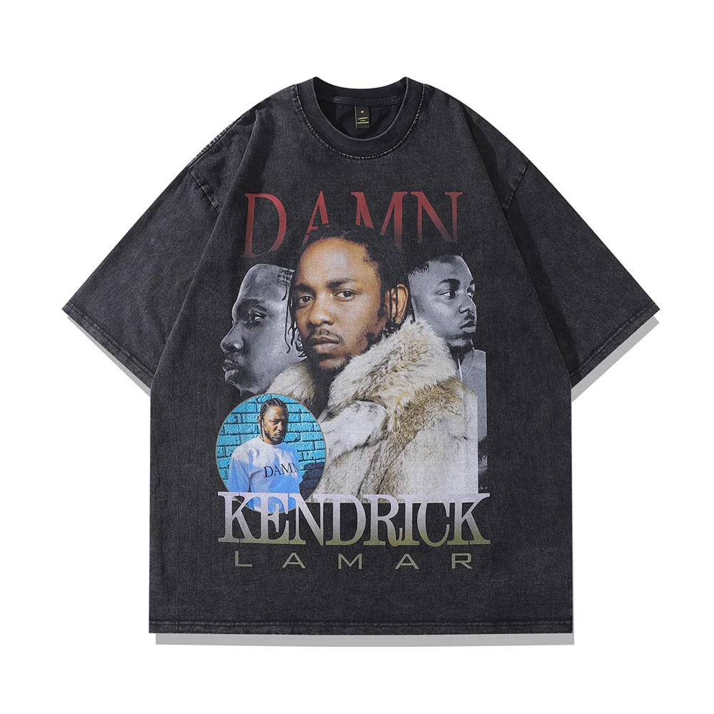 

Men Hip Hop Streetwear Oversized T Shirt Vintage Rapper Portrait Graphic T Shirt Summer Cotton Washed Black Tshirt Harajuku Tops