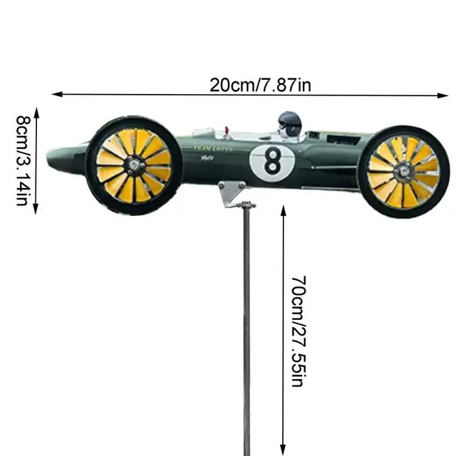 Kerti Weathervane Szélmalom Kreatív Versenyautó Szél Fonószobor A Kültéri Udvar Teraszos Gyep Park Dekorációhoz - Image 6