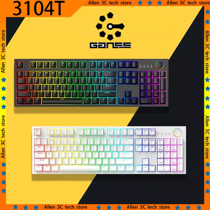 

GANSS 3104T Mechanical Keyboard Wireless Keyboards Three Mode Bluetooth USB RGB Gasket Hot Swap Office Gamer PC Gaming Keyboard