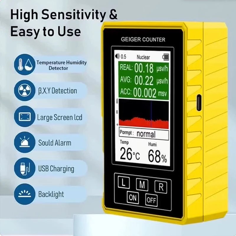 Radiation Detector BR-9C-XR-3 Pro 2-in-1 Handheld Digital Display Electromagnetic Radiation Nuclear Detector EMF Geiger Counter Accurate Tester
