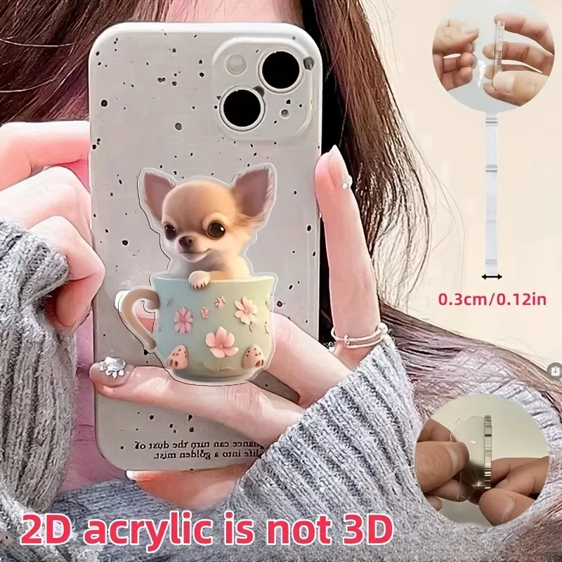 Adorable Teacup Puppy Acrylic Phone Stand & Grip