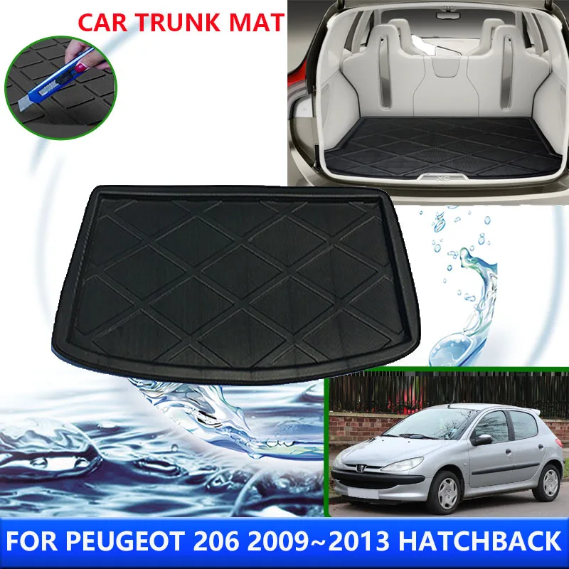 

For Peugeot 206 206+ 207 Compact 2009~2013 2010 2011 Hatchback Car Rear Trunk Protector Pad Auto Waterproof Liner Mat Accessorie
