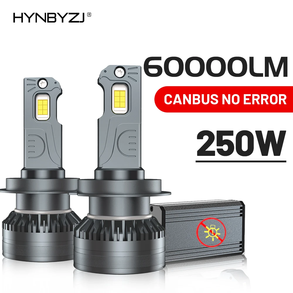 Hynbyzj 250w H7 Led Led Headlight Bulb 60000lm H1 H8 H9 H11 H13 9005