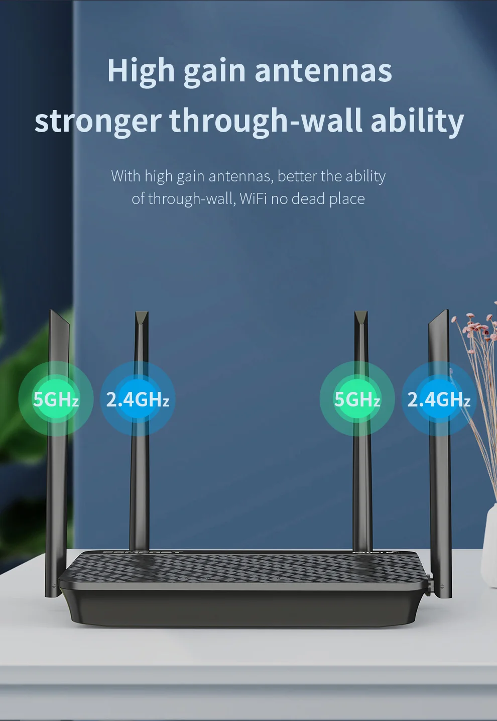 High-Speed WiFi 6 Mesh Router with Signal Boosting Antennas for Enhanced Wireless Coverage