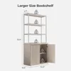 Book Shelf Fluted Bookshelf 71" Tall Bookcase with Doors Storage 5 Tier Mid Century Modern Bookshelves Large Shelves Metal Book 3