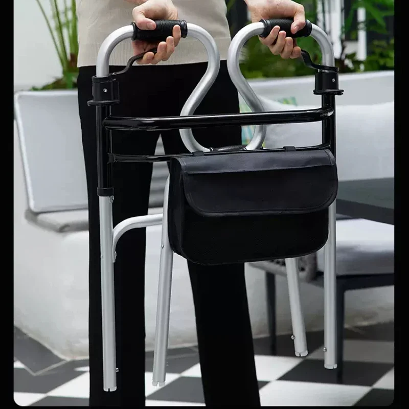Foldable FourLegged Walker Cane NonSlip Elderly Support Portable Trolley Easy Mobility Walking Aid Adjustable Senior Walker