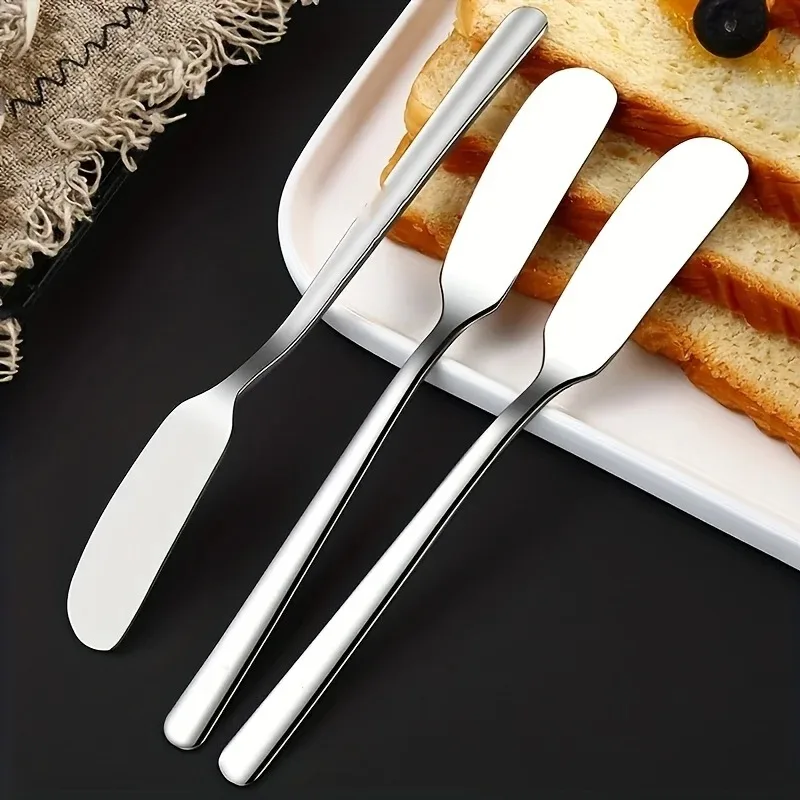 Stainless Steel Butter Knives Cheese Spreader Long Handle Dessert Knife Cream Bread Jam Wipe Tools Multipurpose Kitchen Gadgets