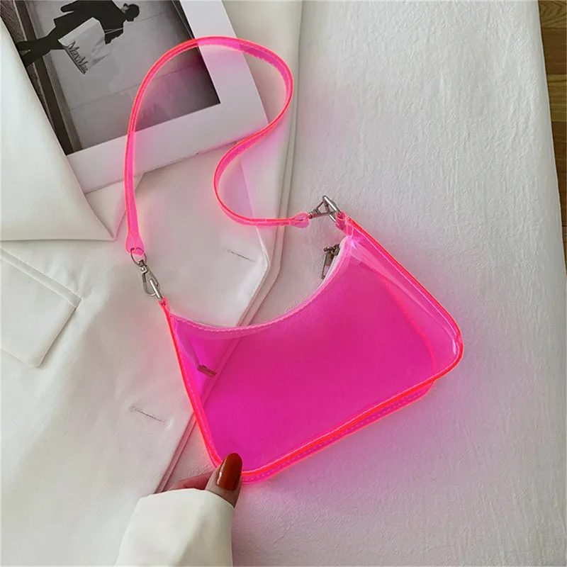 Clear Jelly Shoulder Bag For Women, Y2K Small Zipper Underarm Purses & Fashion Handbag 11