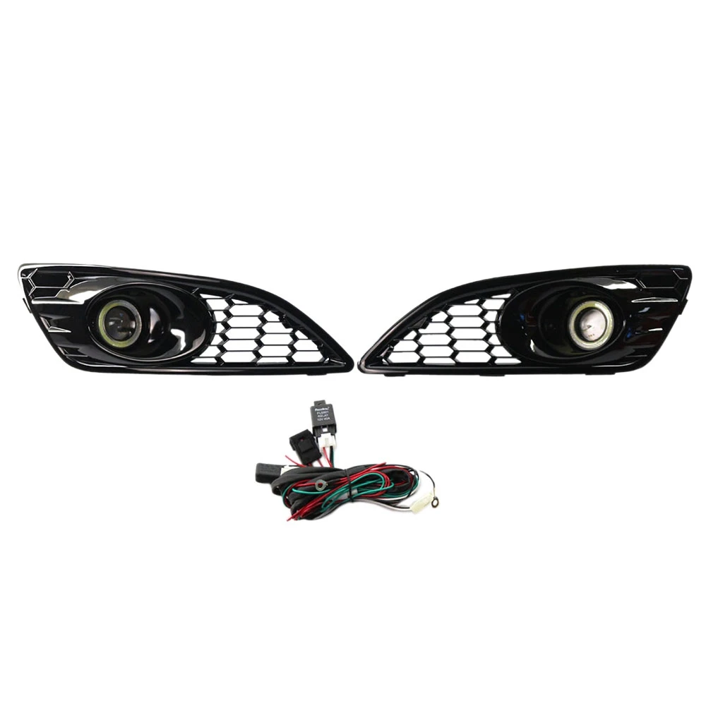 

For Ford Fiesta 2013-2017 Front Bumper Lower Honeycomb Fog Lamp Fog Lights embly Lamp Wiring Kit Pair