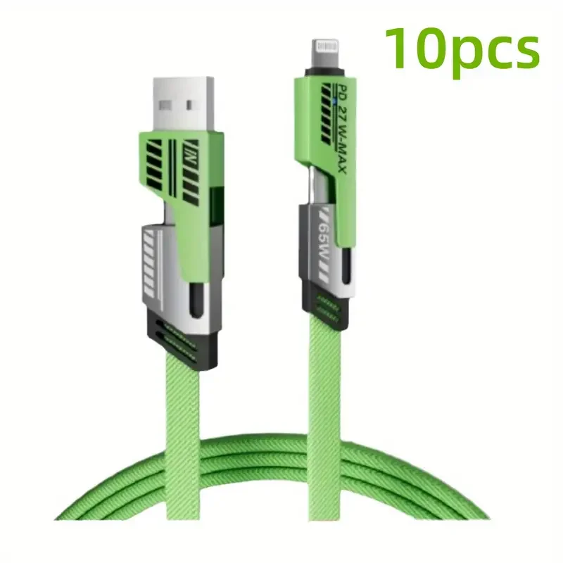 كابل USB 4 في 1 شحن سريع 65 وات من النوع C USB Mic...