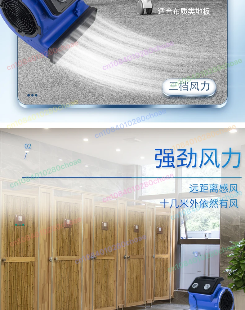 220V Fan Hair Dryer Blower High Power Commercial Household Floor Carpet Dryer De
