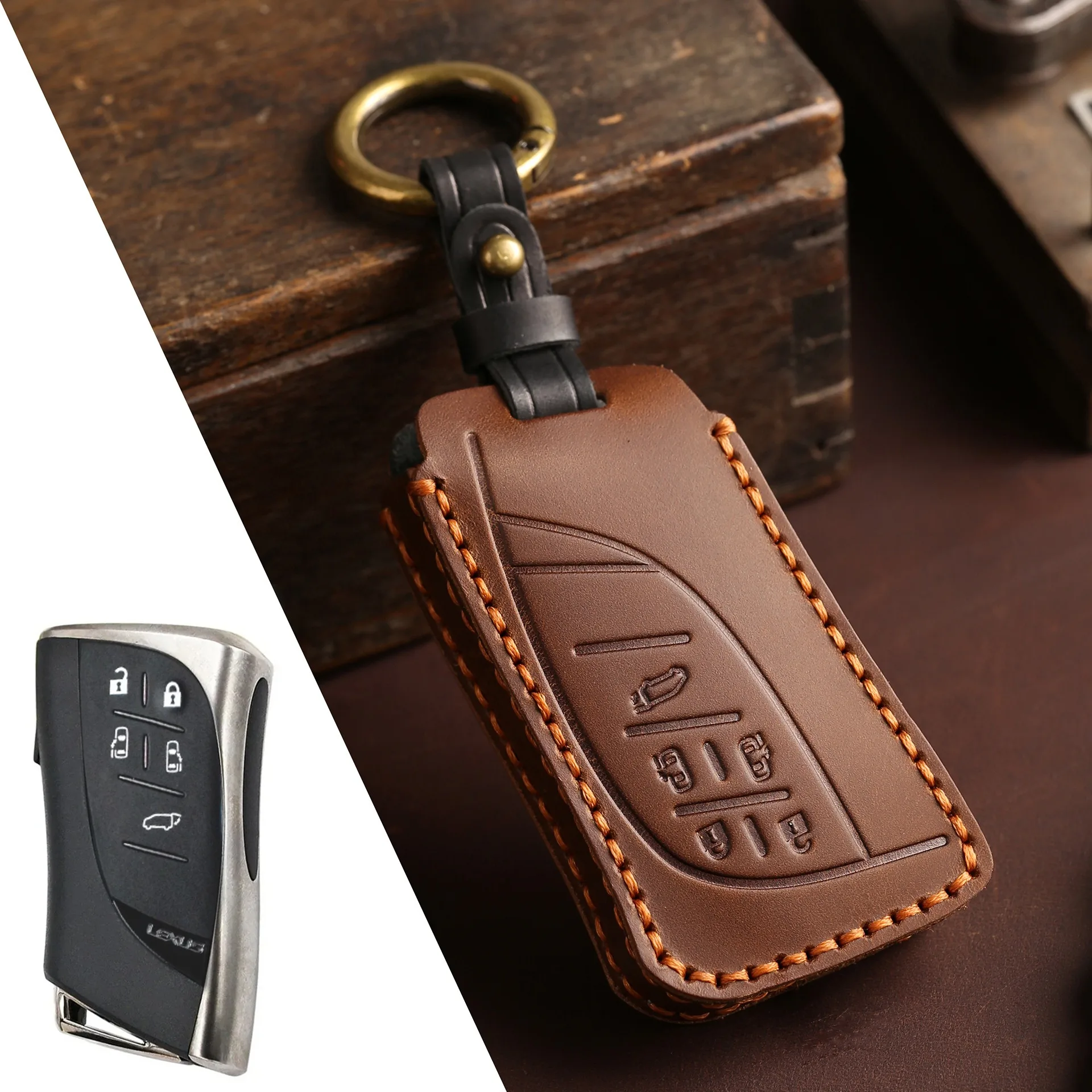 Premium Leather Key Fob Protector Case
