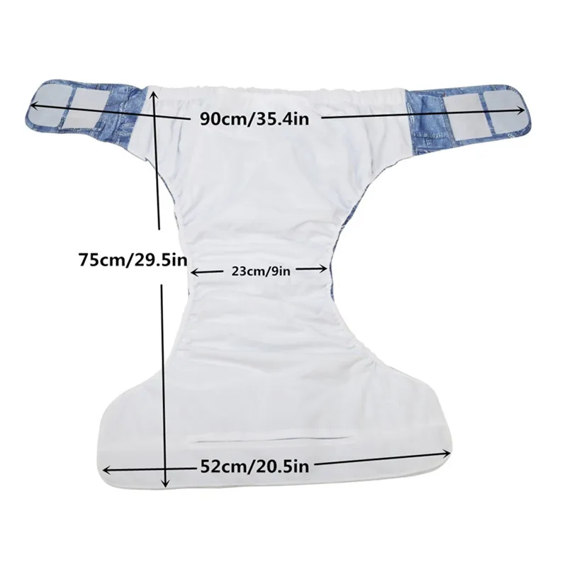1 Adult Cloth Diaper Nappy Urinary Incontinence Pocket Reusable Washable Hook Loop ABDL Age Play 26.7in to 50.4in XL reusable diapers