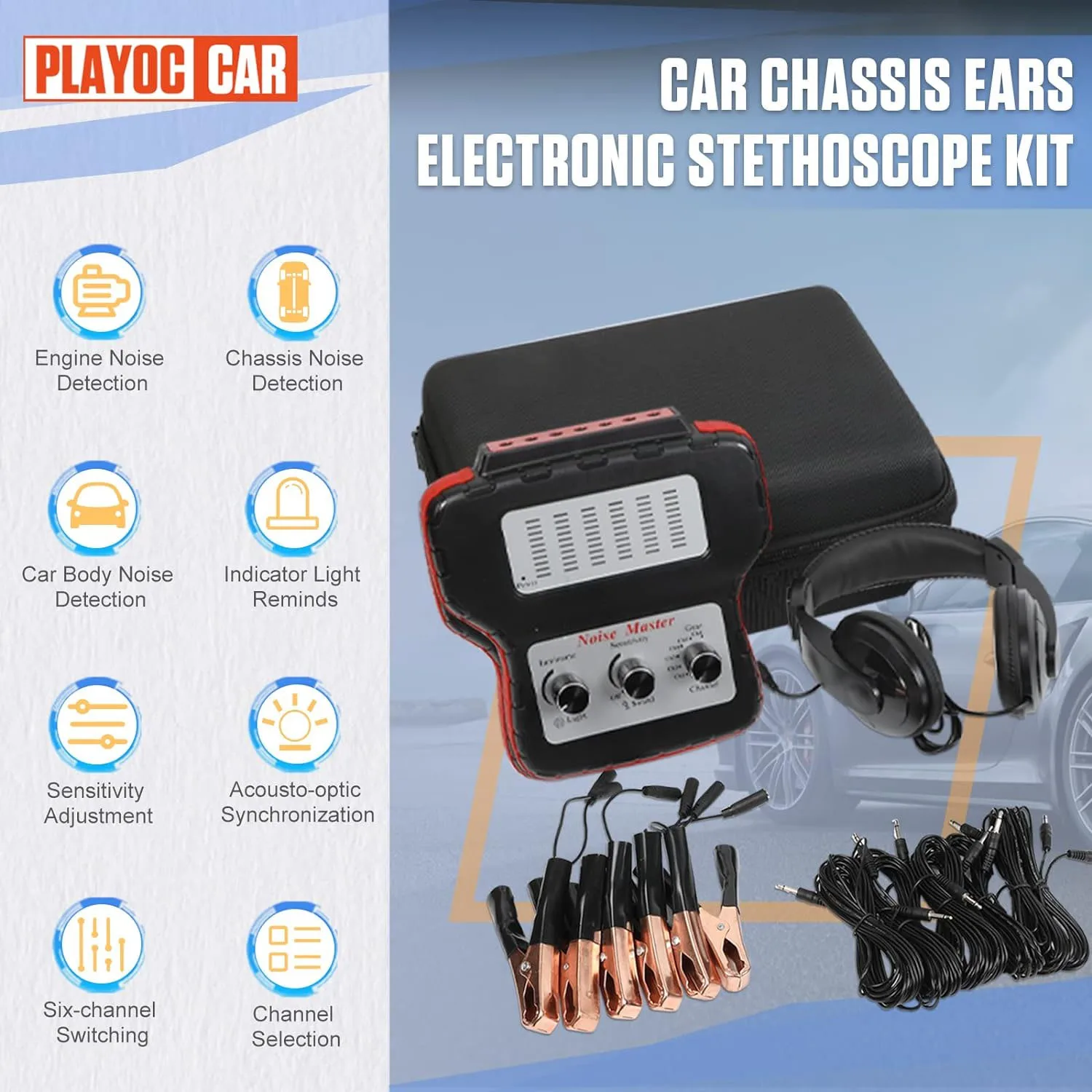 Chassis system ear electronic stethoscope diagnostic kit with earphones six-channel stethoscope abnormal sound tester 6