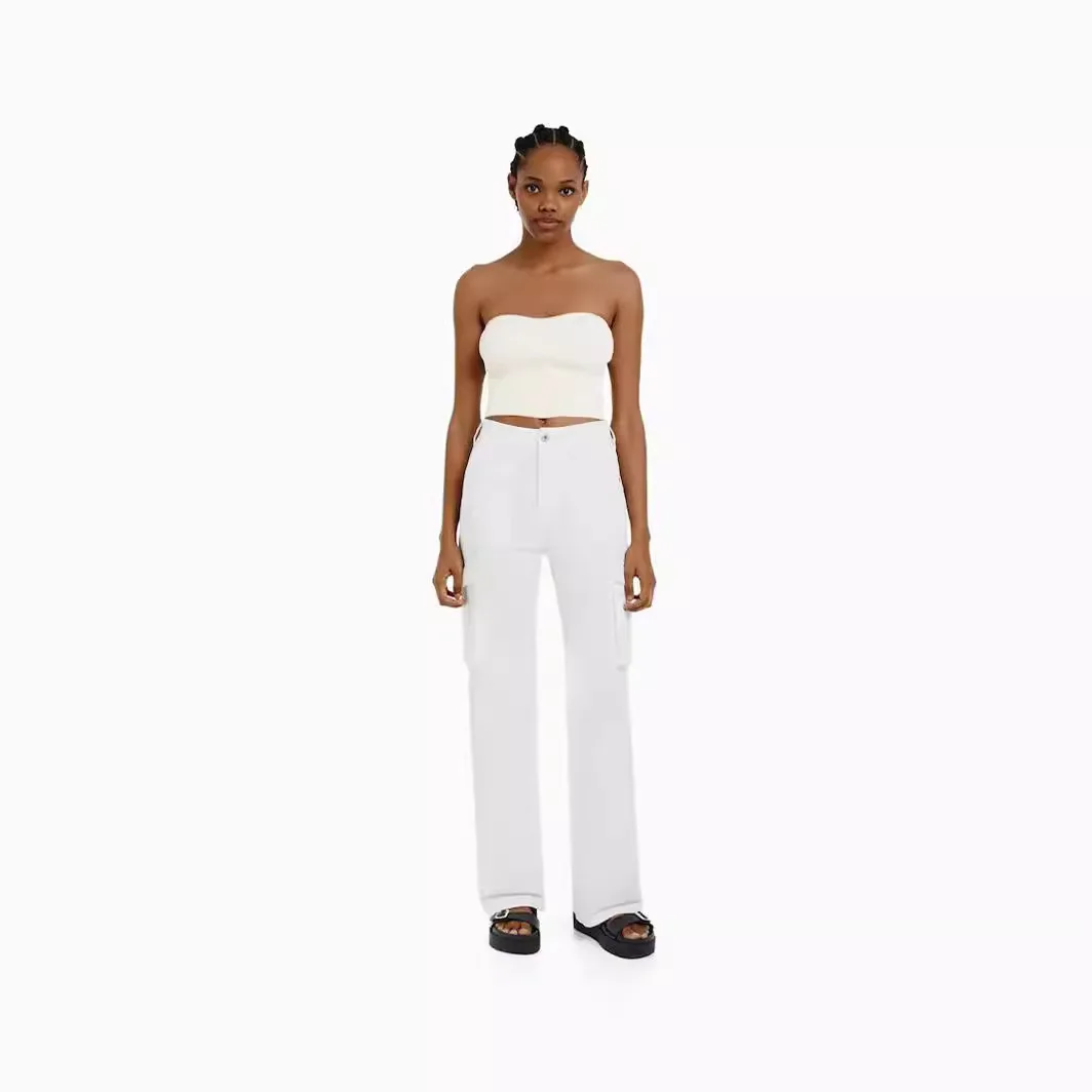 Women Summer Cargo Pants High Waist Wide Leg Trousers