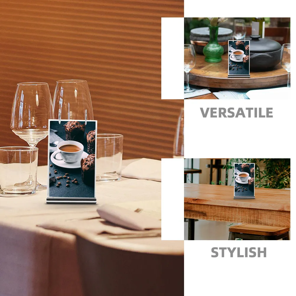 2Pcs 메뉴 스탠드 플립 디스플레이 멀티 페이지 테이블 사인 홀더 데스크탑 메뉴 홀더 바용 탁상 플립 광고 디스플레이