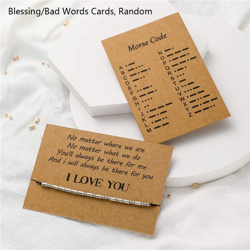 

Morse Code Jewelry Making Set DIY Bracelet Making Round Beads Long Tube Beads Morse Code Decoding Card Rope Set 37JB