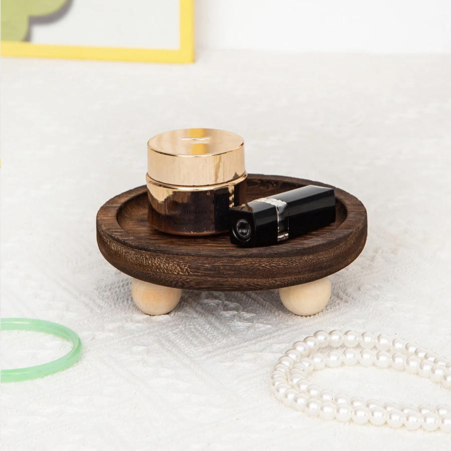 1pc Multi-functional Wooden Tray, Suitable for Aromatherapy, Key Storage, Etc. Elliptical Design