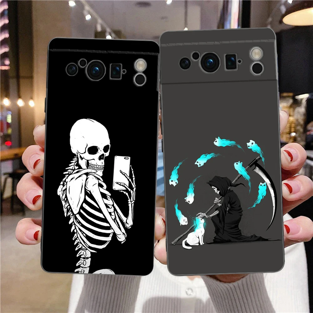 Skeleton Design Shockproof Black Silicone Phone Case