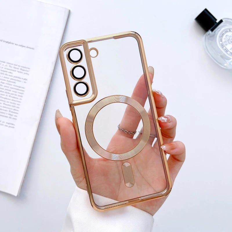 MagSafe-Compatible Transparent Soft Silicone Wireless Charging Case for Samsung Galaxy S22/S21 Series