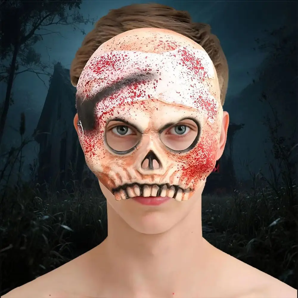 Realistic Halloween Cosplay Mask Creativity Breathable Masquerade Party Mask Elastic Strapy Unisex Bloody Skull Mask