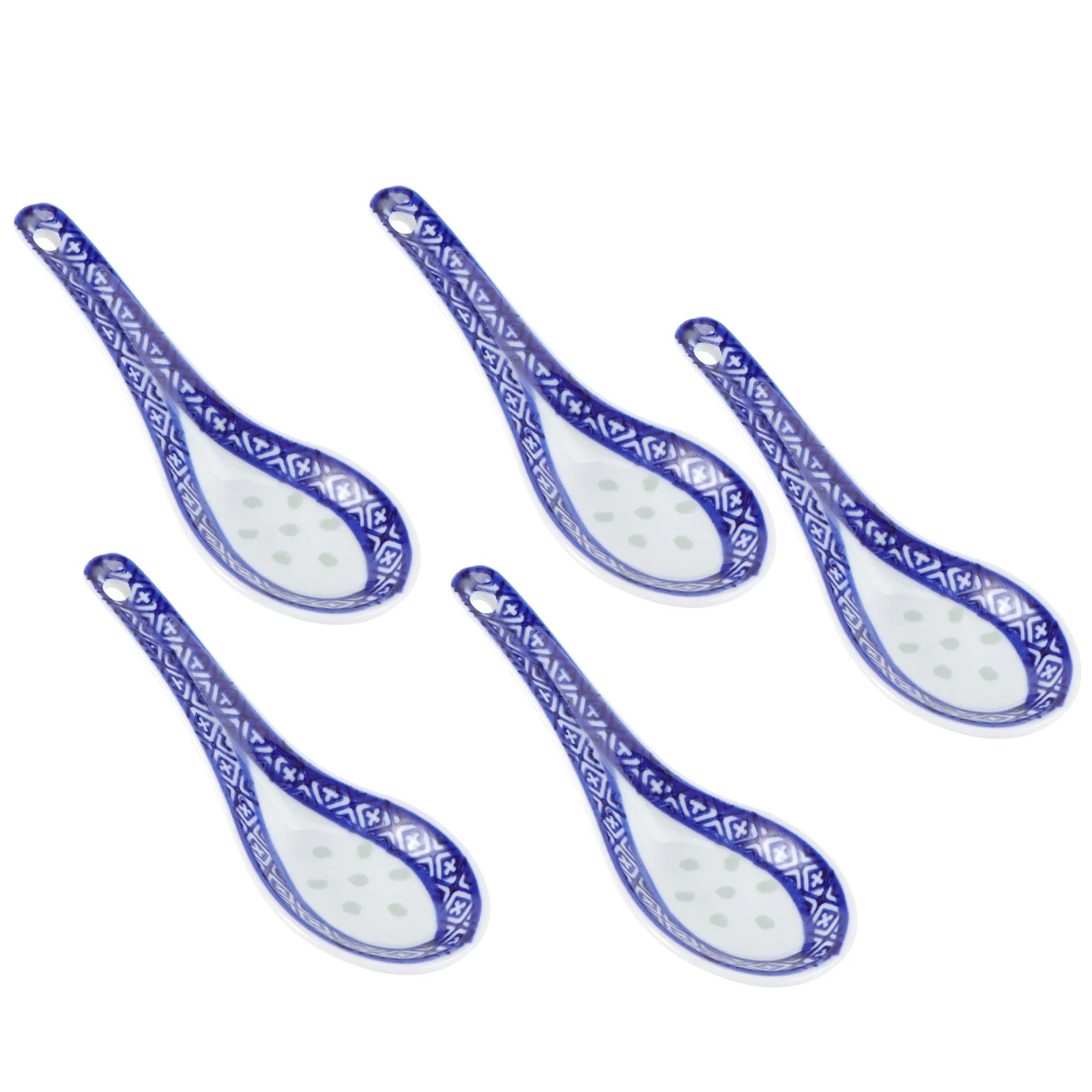 5 Pcs Porcelain Soup Spoon Ceramic Tableware for Dining