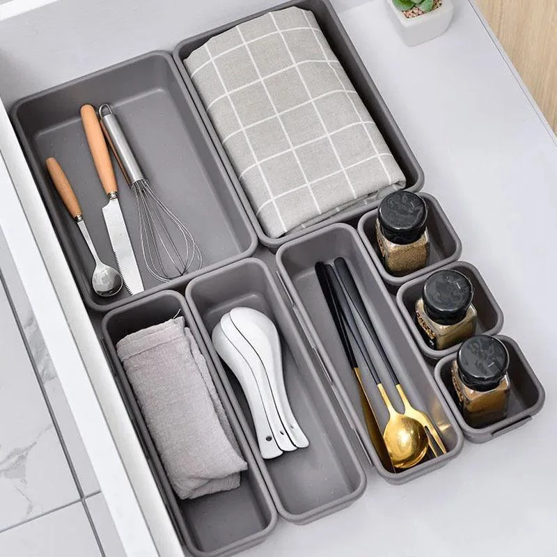 8-Piece Dustproof Drawer and Desk Organizer Set for Home and Office Essentials