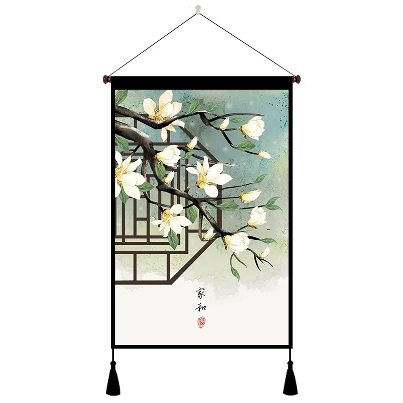 

Chinese Tranditional Art Tapestry Bedroom Background Decorative Porch Punching-free Fabric Room Decor Hanging Wall Painting