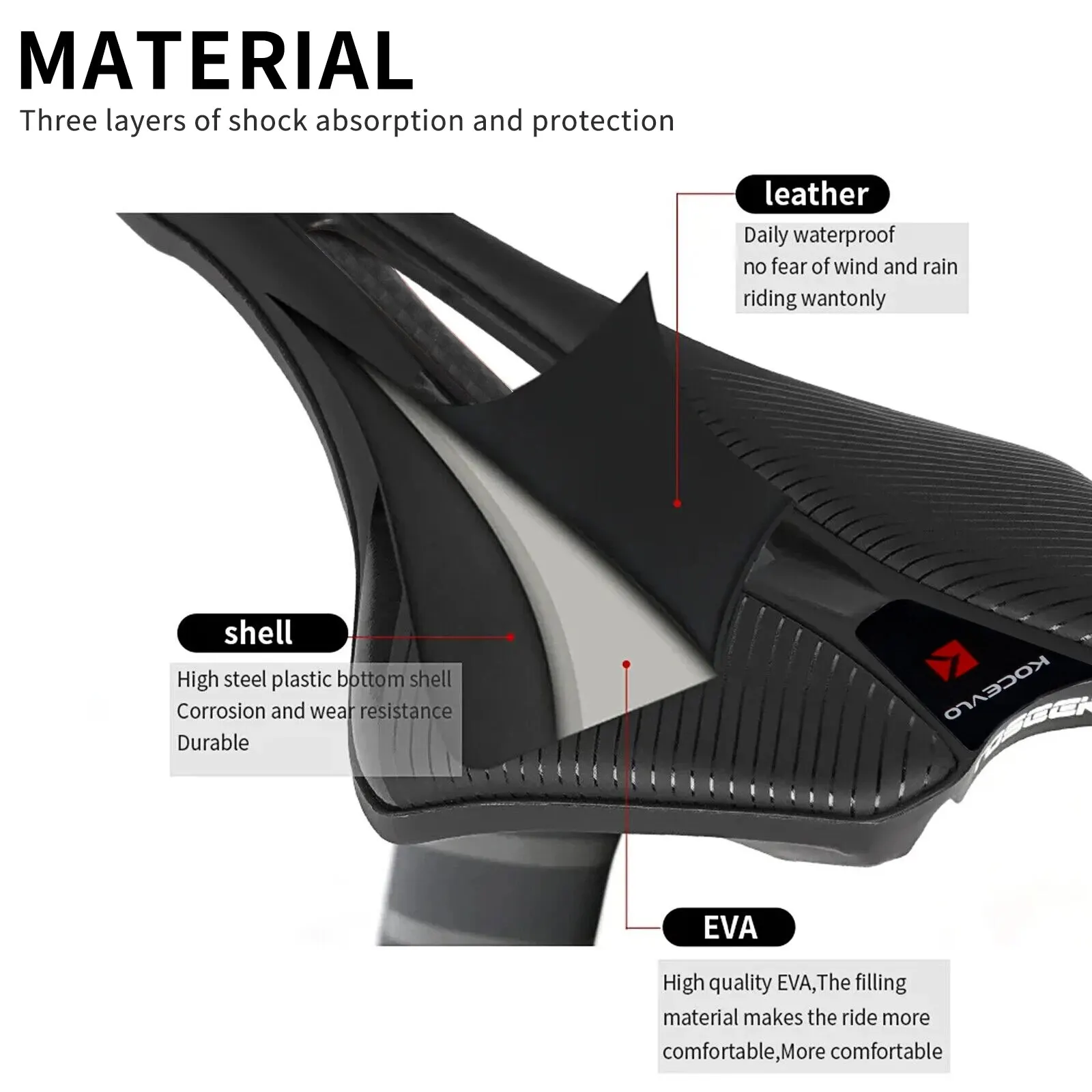 Carbon Saddle KOCEVLO Dimension 143 Ultralight 120g Breathable Comfortable Bike Racing Saddle Carbon Rails