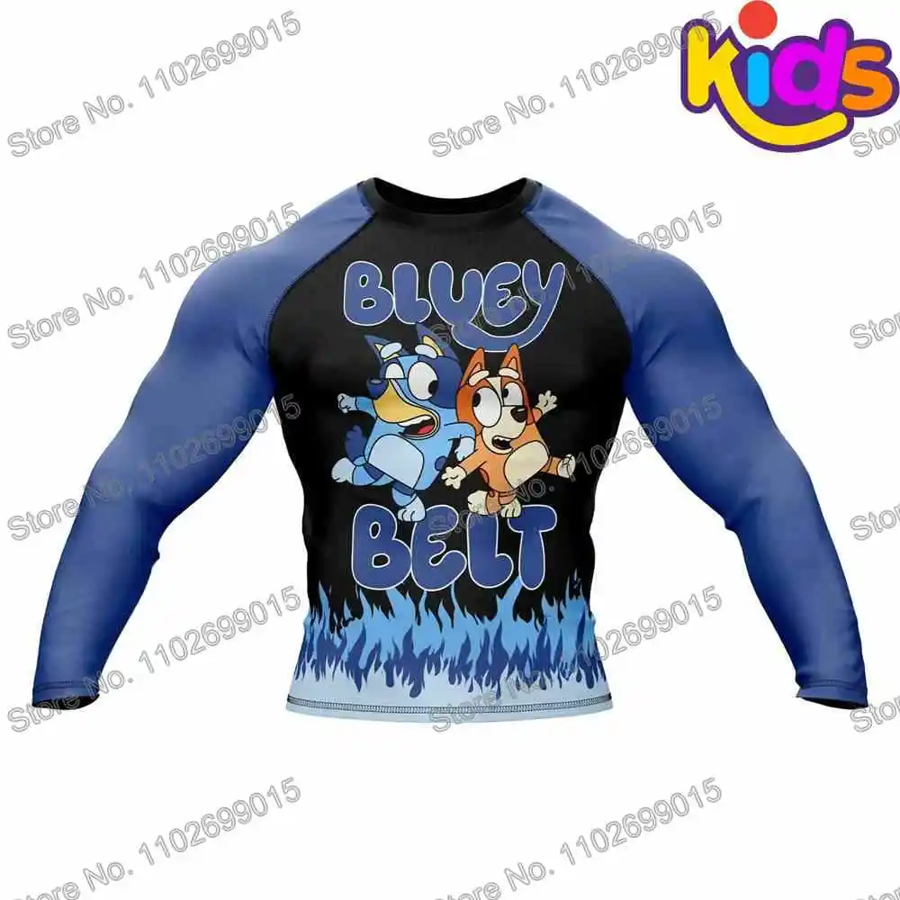 Kids Heeler Rollers Diving T-Shirt Tight Long Sleeve Boys Rash Guard BJJ MMA Swimwear Surf Clothing Beach Floatsuit Girls Tops
