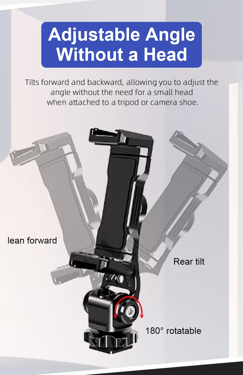 Vertical 360 Stand with 1/4 Screw Rotatable Phone Holder Clamp Clip Mount Adapte
