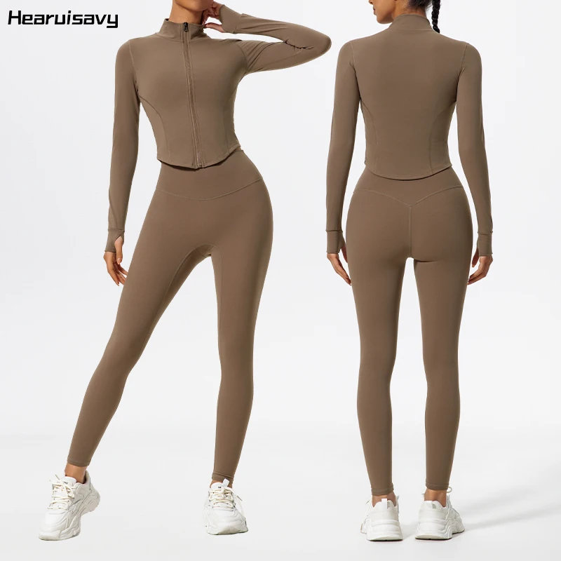 2Pcs Women Long Sleeve Gym Set Quick-Dry Yoga Workout