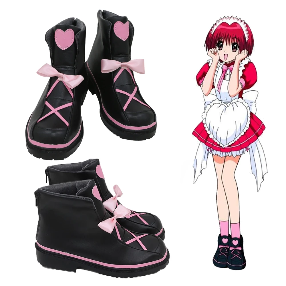 

Anime Tokyo Mew Mew Momomiya Ichigo Cosplay Shoes Lolita Black Leather Boots Women Girls Halloween Party Accessory