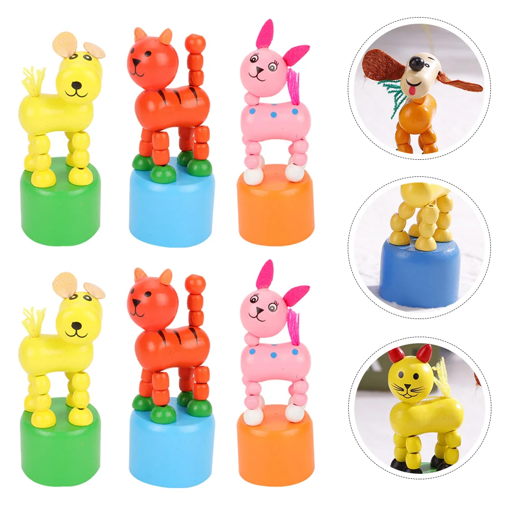 

Wood Playthings Animal Figurine Toys Dancing Animal Finger Puppet Mixed Style