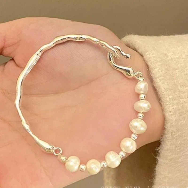 Elegant Baroque Pearls Bracelet for Women Ladies Splicing Simulated-pearl Creative Handmade Chain Jewelry Gifts