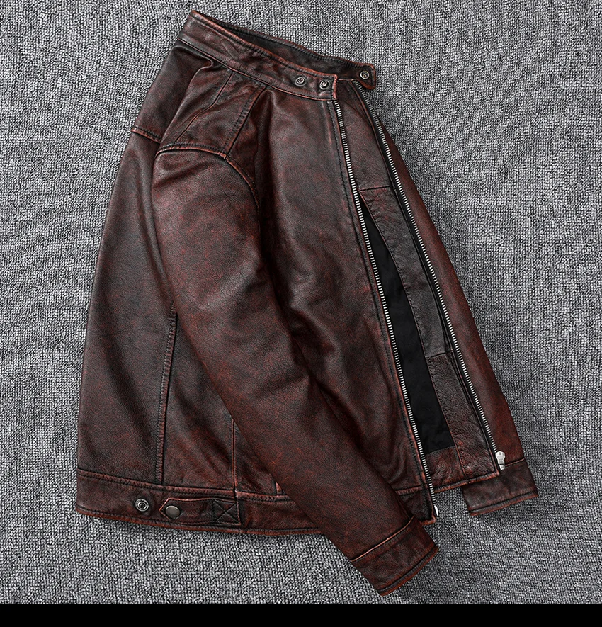 2023New Natural Calfskin Leather Jacket Men Genuine Leather Moto Jacket Autumn Short Classic Business Leisure Corium Coat