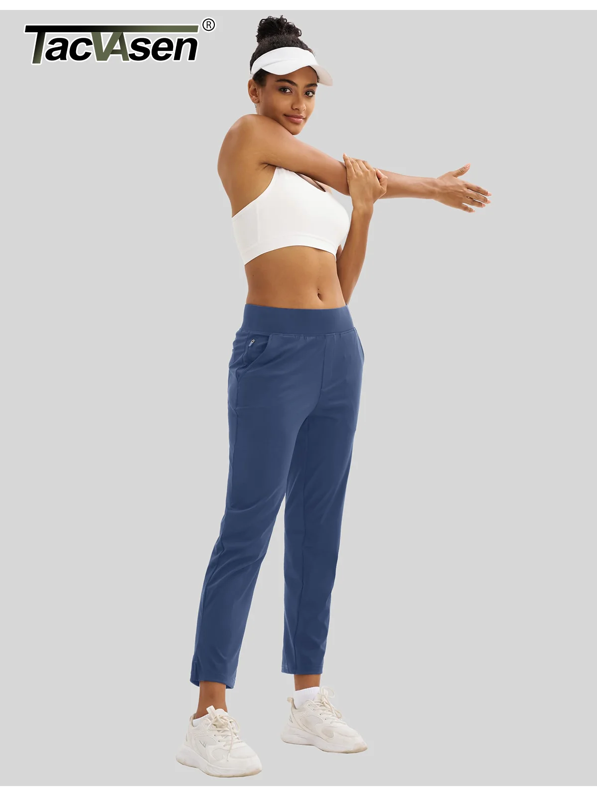 TACVASEN UPF 50+ Golf Pants Women's Lightweight Quick Dry Stretch Pants High Waisted Work Athletic Casual Pants 5 Pockets 3