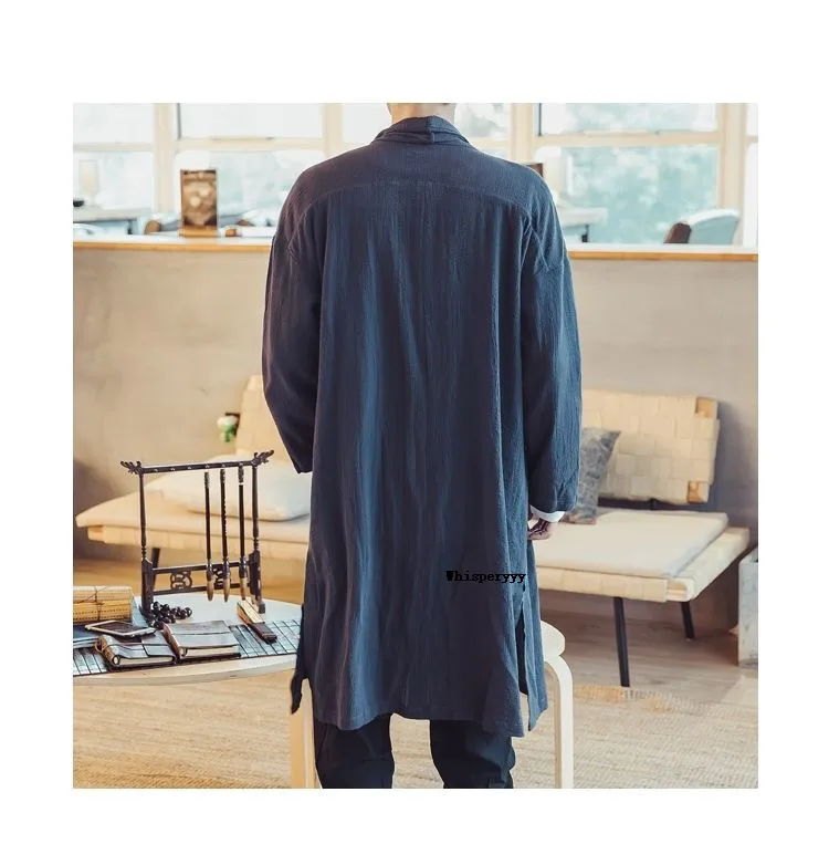 jacket hoodie Mens Long Windbreaker Jacket Spring Summer Thin Kimono Coat Vintage Male Clothes 2022 Solid Trench Casual Cardigan mens padded jacket