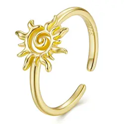 Elegant Adjustable Sterling Silver Zircon Open Ring (BSR709 - E)