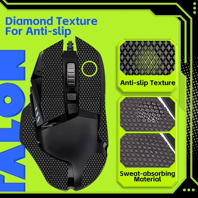 Фото Липкая лента для мыши TALONGAMES для Logitech G502, G502 X PLUS, беспроводная, впитывающая пот ладонь, нескользящая, обрезанная, легко устанавливается №2