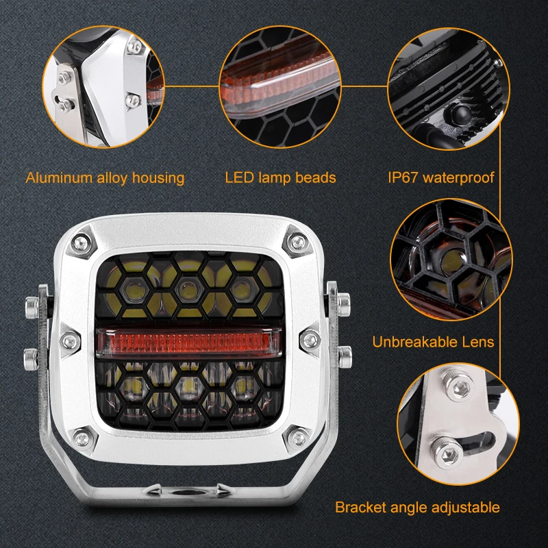 2pcs 60W Super Bright LED Spotlights, 6000LM White Martinique