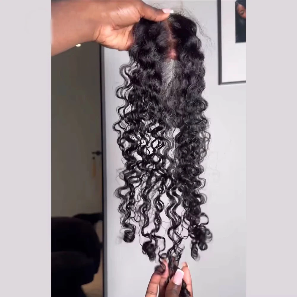 Deep Curly 2x6 HD Lace Closure Pre Everything Deep Parting Preplucked Bleached Knots Invisible Closure Natural Color For Women