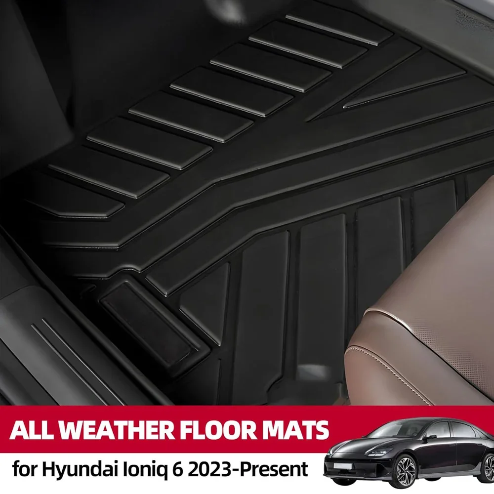 Floor Mats for Hyundai Ioniq 6 All Weather Waterproof Floor Mats Rear Cargo Liner Trunk Mat Interior Accessories