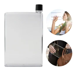 750ml Transparent Flat Sports Water Bottle - Portable Plastic Drinkware Cup - 0.75L