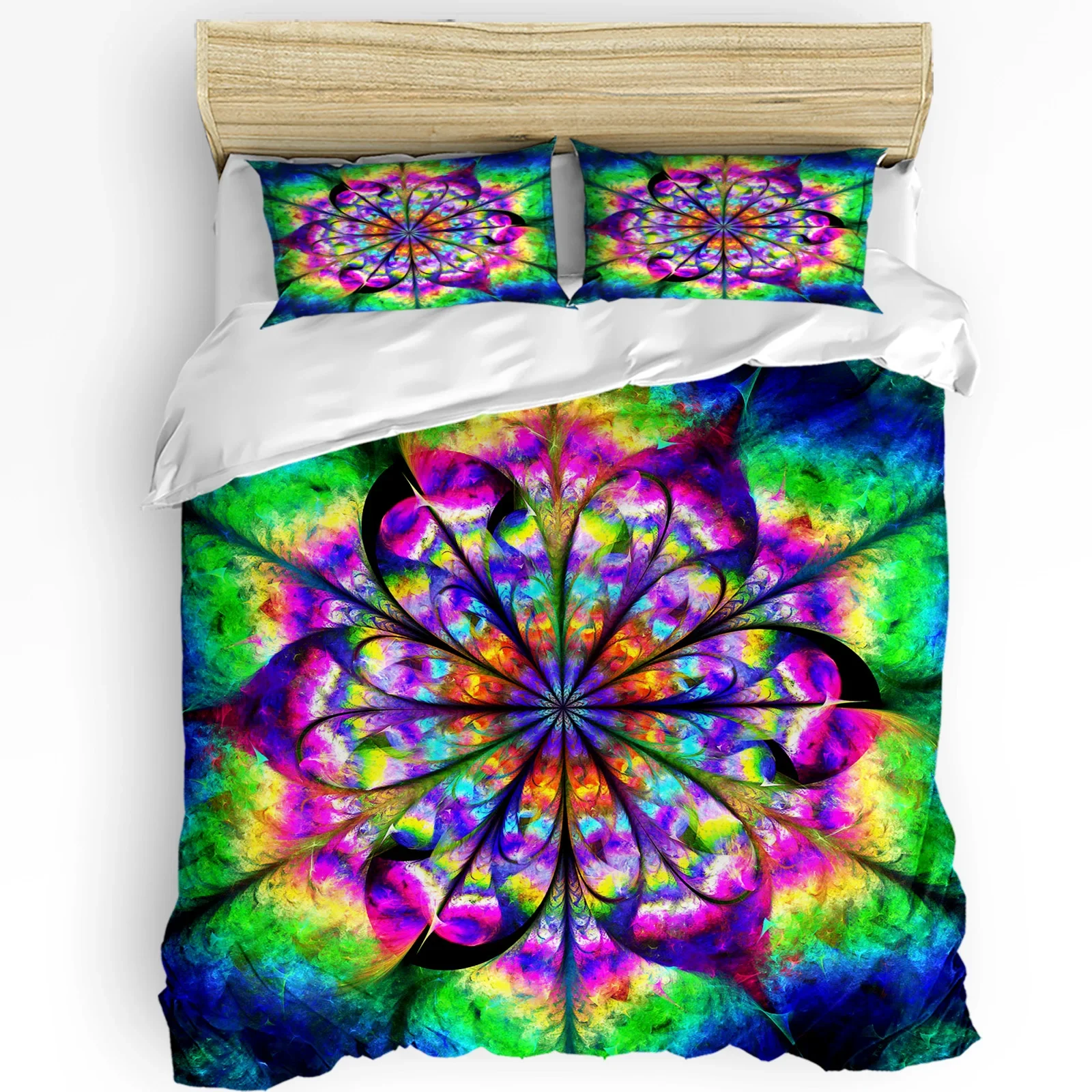 

3pcs Bedding Set Psychedelic Flower Mandala Rainbow Home Textile Duvet Cover Pillow Case Boy Kid Teen Girl Bedding Covers Set