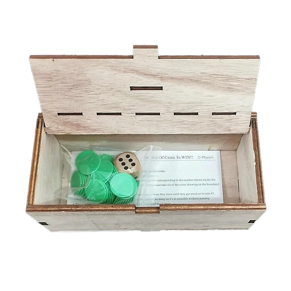 주사위와 나무 상자를 이용한 코인 드롭 게임, 가족과 함께 즐기는 보드 게임, 동전 주사위 게임 (어린이 및 성인용)
