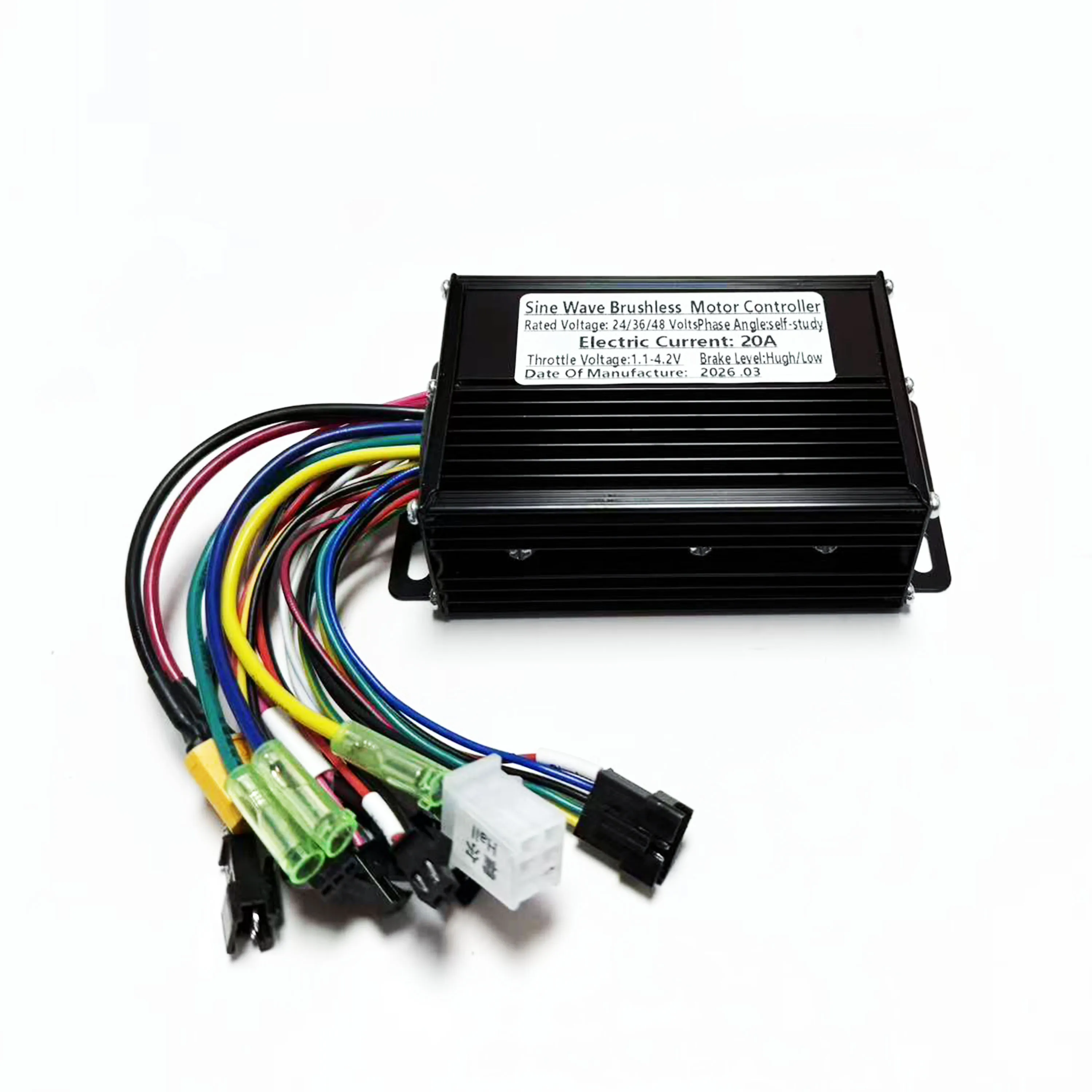 24V/36V/48V 20A 정현파 브러시리스 모터 컨트롤러 350W/500W (UART No.2 프로토콜 S866 TF-100 SW900 계기판 e-스쿠터용)